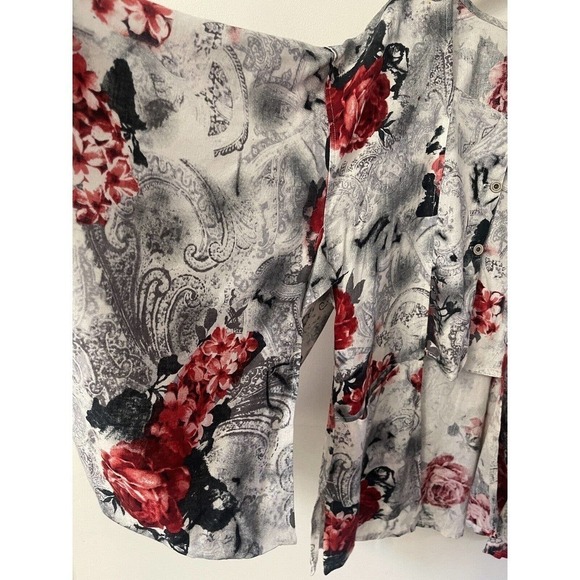 Terracotta Womens Floral Button Kimono Boho Tunic Linen Viscose Size 4 Shirt - Picture 3 of 13
